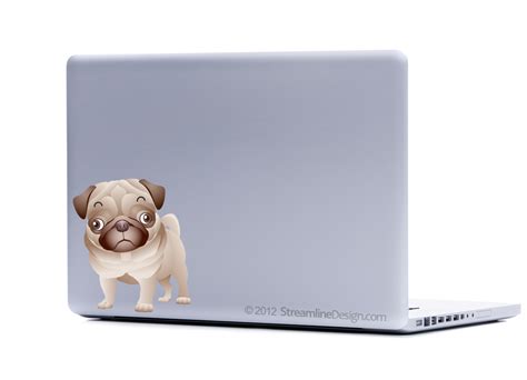 Pug Dog Sticker Laptop or Automotive Art small cute dogs dog laptop stickers pug decal dog rear ...