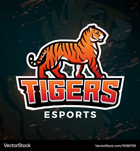 Tiger sport logo Mascot design template Royalty Free Vector