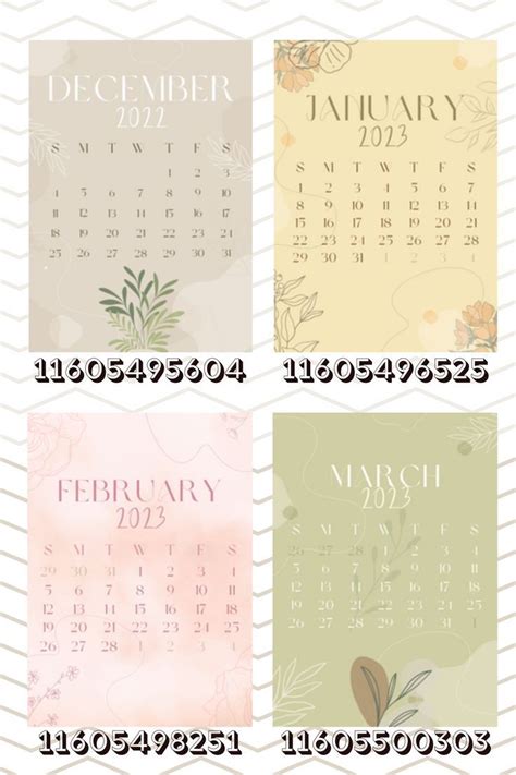 roblox bloxburg calendar decals december 2022 and 2023 | Calendar decal, Bloxburg decals codes ...