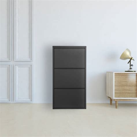 Metal shoe rack with 4 black compartments - Cablematic