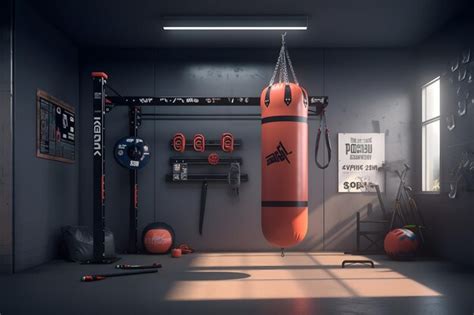 Premium AI Image | a home gym with a wallmounted punching bag and speed bag