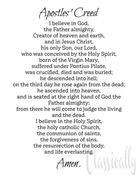 Apostles' Creed Prayer Print, Instant Download Printable, Catholic - Etsy