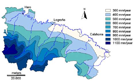 Rainfall (mm year-1 ) distribution in La Rioja (Spain). | Download Scientific Diagram