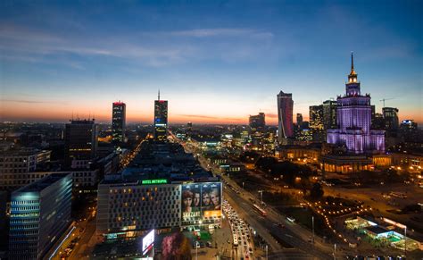 Lights of Warsaw at Dusk image - Free stock photo - Public Domain photo - CC0 Images