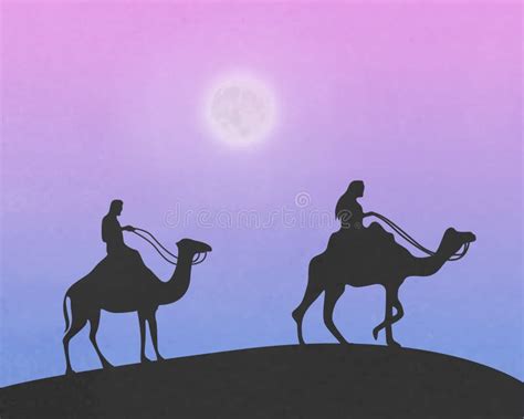 Merchants and Camels Walking through the Desert, the Silk Road Stock Vector - Illustration of ...