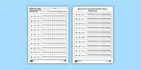 Adding 3 Single-Digit Numbers Using a Number Line - Twinkl