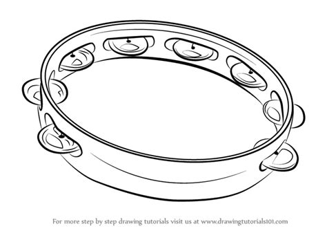 Learn How to Draw Tambourine (Musical Instruments) Step by Step : Drawing Tutorials