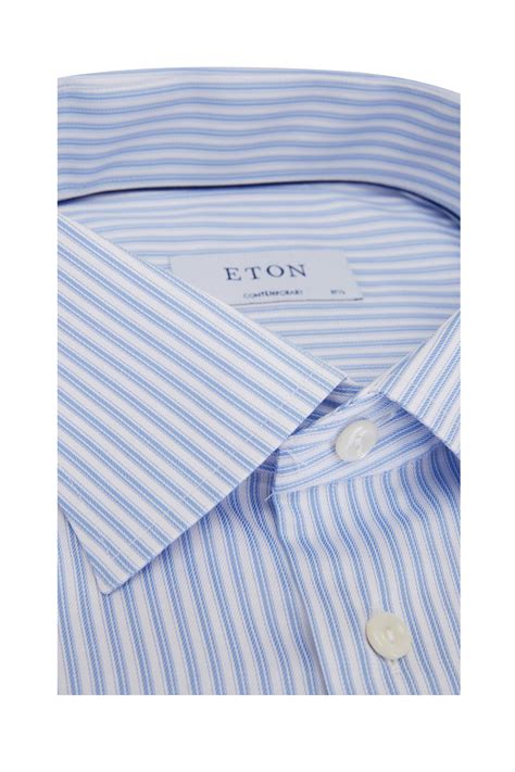 Eton - Blue Stripe Signature Twill Dress Shirt | Mitchell Stores