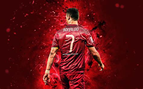 Download wallpapers Cristiano Ronaldo, 4k, back view, Portugal National Team, soccer, CR7, neon ...