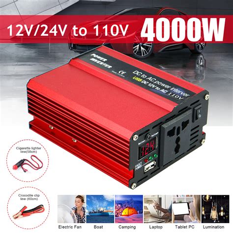 Power Inverter 4000W DC 12V/24V 110V Power Inverter Converter for Home ...