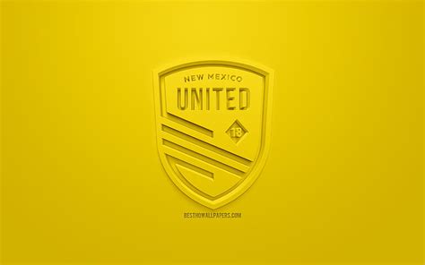 New Mexico United, creative 3D logo, USL, yellow background, 3d emblem ...