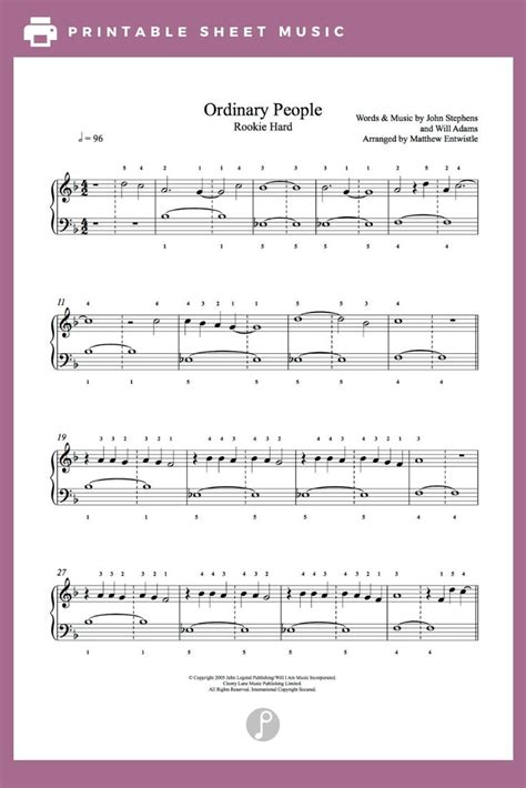 Ordinary People by John Legend Piano Sheet Music | Rookie Level | Sheet music, Piano sheet music ...