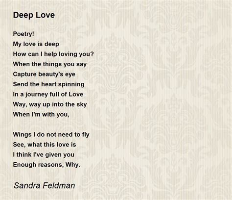 Deep Love by Sandra Feldman - Deep Love Poem