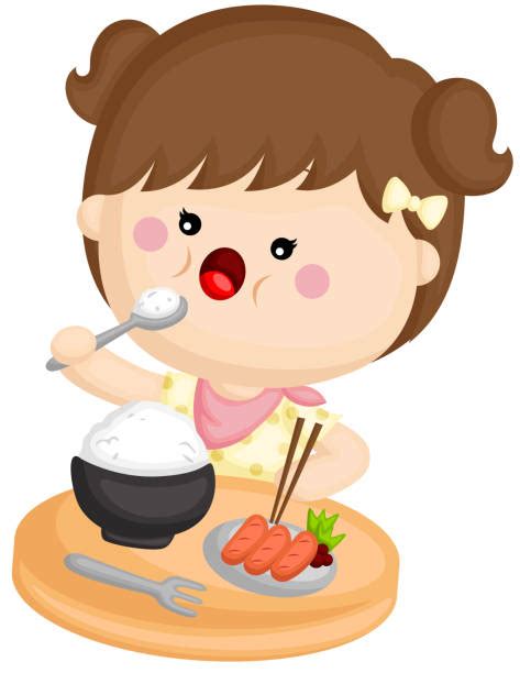 Best Child Eating Rice Illustrations, Royalty-Free Vector Graphics ...