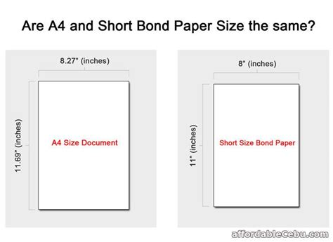 Is A4 and Short Bond Paper The Same? | Bond paper, Short bond paper size, Bond paper design