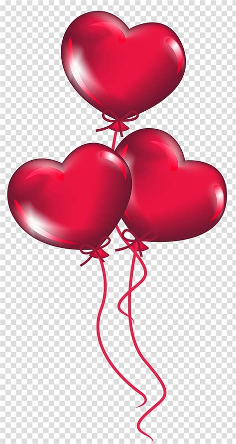 Red heart balloons illustration, Heart Valentine's Day , Heart Balloons transparent background ...