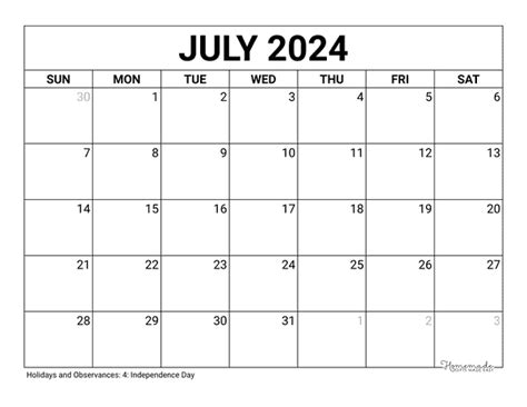 Printable Calendar 2024 - Free, Blank, and Customizable