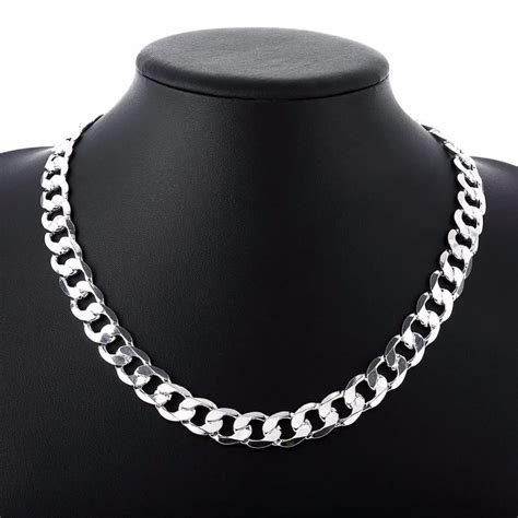 Aliexpress.com : Buy 20/22inch 12 mm Curb Chain Necklace for Men Silver 925 Necklaces Chain ...