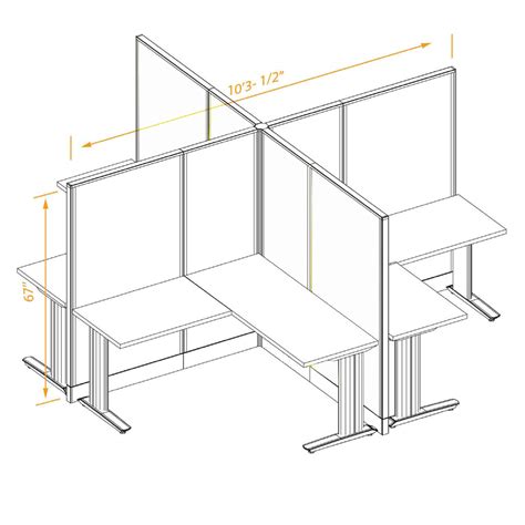 Office Cubicles Non Powered - Cubicle Desk L Shaped 4pack X Cluster Non ...