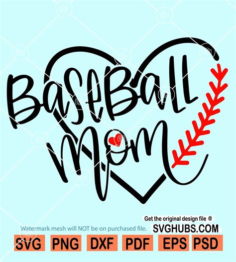 Baseball mom heart svg file, Baseball Mom svg, baseball SVG file, Baseball Family svg, Baseball ...