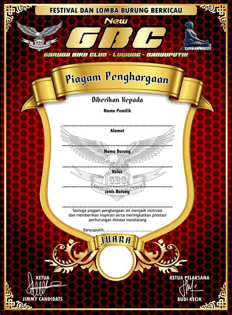 Contoh Piagam Lomba Burung Kicau