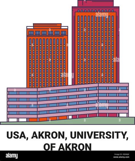 Usa, Akron, University, Of Akron travel landmark vector illustration Stock Vector Image & Art ...