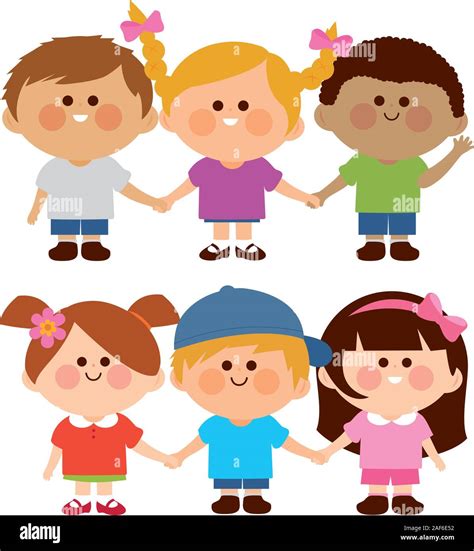 Diverse group of children holding hands. Vector illustration Stock Vector Image & Art - Alamy