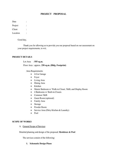 Simple Project Proposal Template - Construction Documents And Templates