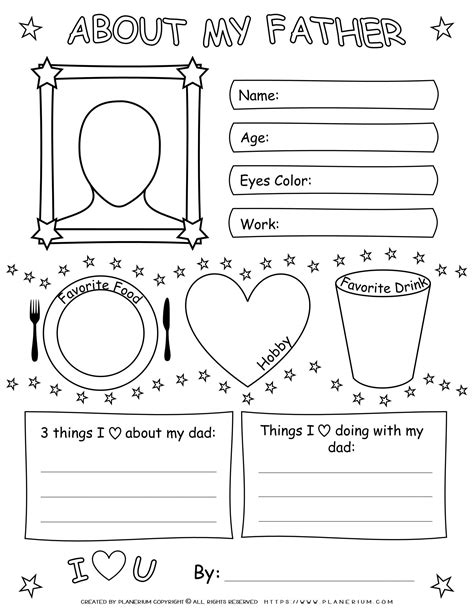 Father's Day - Worksheet - About My Father | Planerium | Kindergarten ...