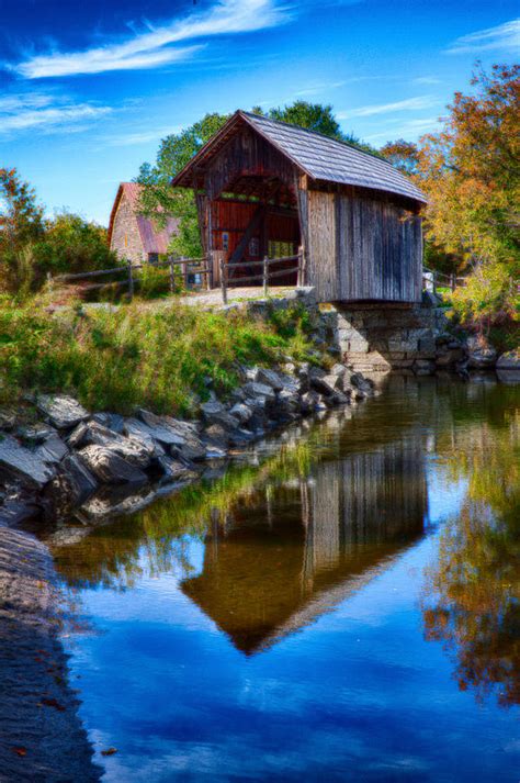 Vermont covered bridge in autumn Photograph by Jeff Folger - Fine Art America