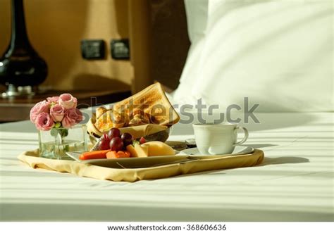 Romantic Breakfast Bed Stock Photo (Edit Now) 368606636