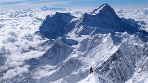 Summit ridge, south side. Makalu in background. Top Of Mount Everest ...