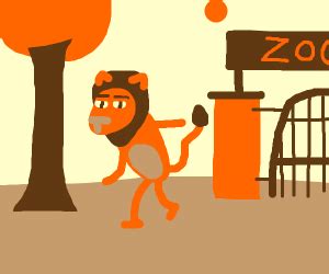 A lion escaping a zoo - Drawception