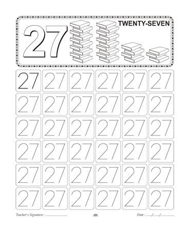 Number Writing 27 Printable Coloring Worksheet