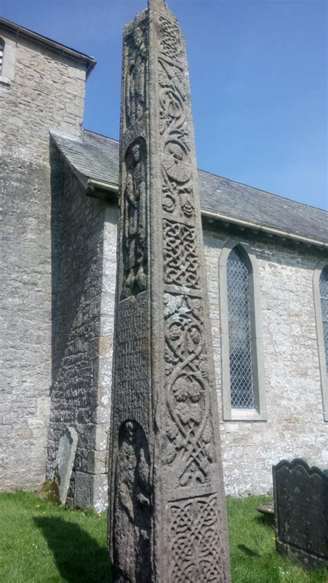 Bewcastle Cross, with runic inscription, commissioned by Benedict Biscop - Pevsner described as ...