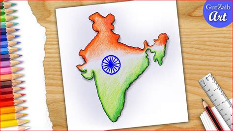 India Map Colored Drawing Tutorial / Fast and Easy Trick to draw map of ...