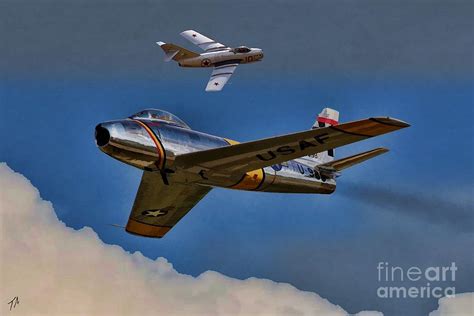 Mig Alley F-86 vs Mig-15 Digital Art by Tommy Anderson