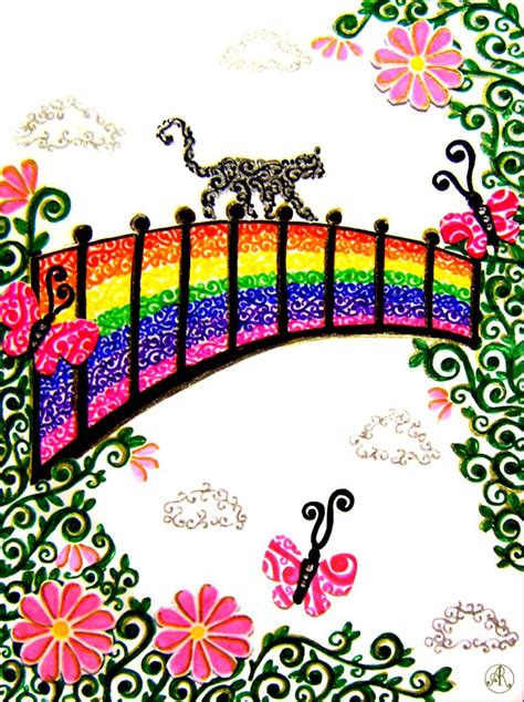 The Rainbow Bridge Art Print by The Curly Whirl Girly. - X-Small | Rainbow bridge cat, Rainbow ...