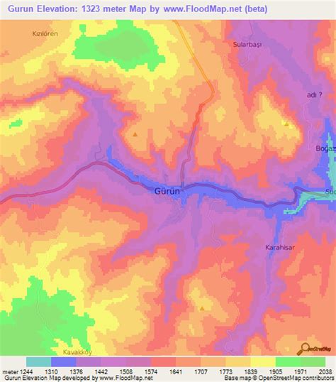 Elevation of Gurun,Turkey Elevation Map, Topography, Contour