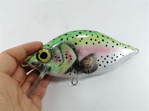 MiniCrank Rainbow Trout - Handmade Wooden Fishing Lures for Freshwater