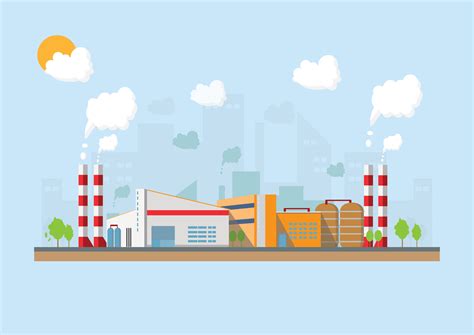 Industrial factory in a flat style.Vector and illustration of ...