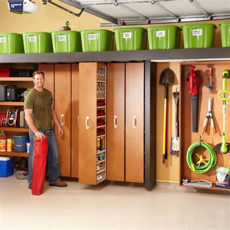 Garage Storage: Space-Saving Sliding Shelves | Garage storage solutions, Garage storage shelves ...