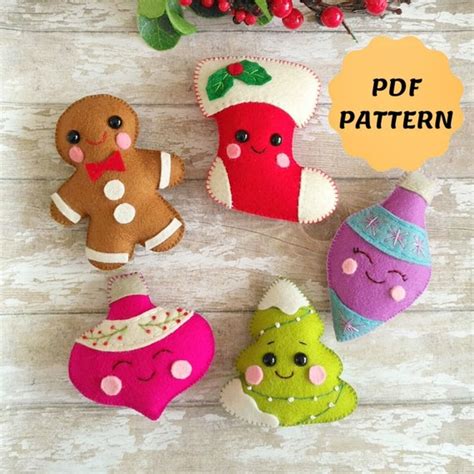 Felt Christmas Ornaments Felt Ornaments Patterns Felt SVG | Etsy Australia