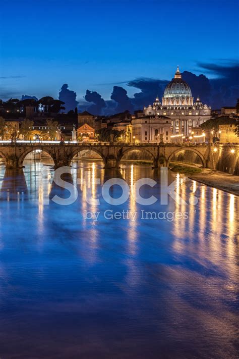 St. Peter’S Basilica At Night In Rome, Italy Stock Photo | Royalty-Free ...