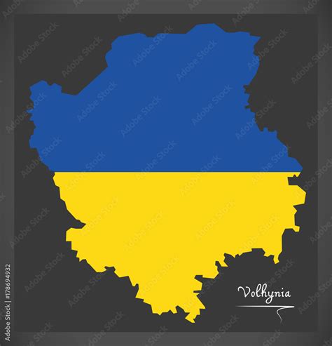 Volhynia map of Ukraine with Ukrainian national flag illustration Stock Vector | Adobe Stock