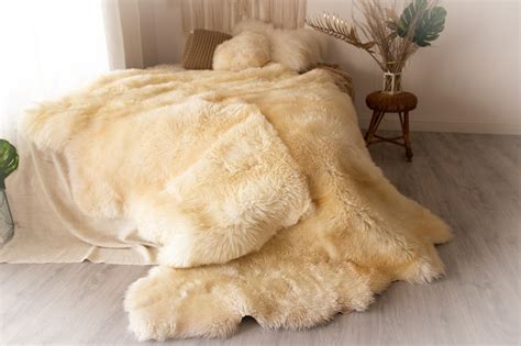 Real Fur Sheepskin Throw | Super Large | Sheepskin Rug | Boho Blanket | Merino Deca Sheepskin