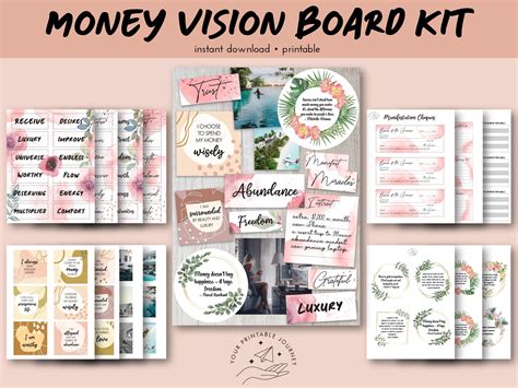 Money Vision Board Kit Money Manifestation Dream Board Money Affirmations Abundance Wealth ...