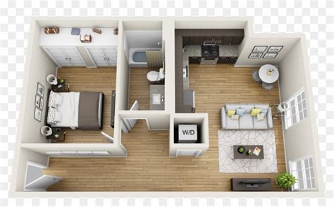 One Bedroom Apartments For Rent Transparent Background - 1 Bedroom Apartment 3d Floorplan, HD ...