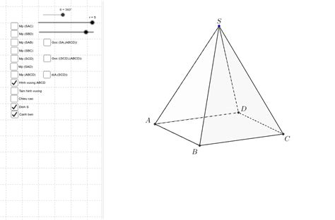 Mô hình chóp tứ giác đều – GeoGebra