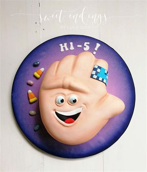 Carved Hi-Five character cake from The Emoji Movie! | Emoji party ...